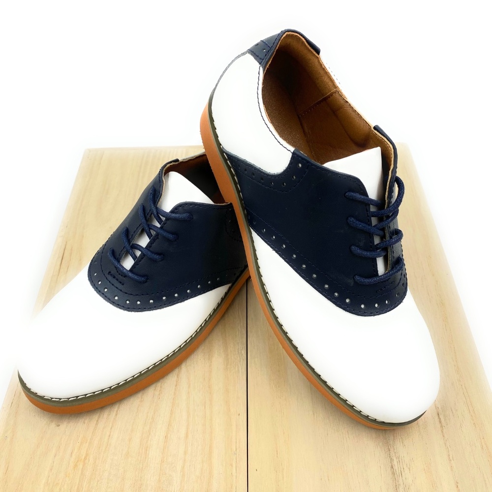 School Issue Women's Black White Oxford Saddle Shoe